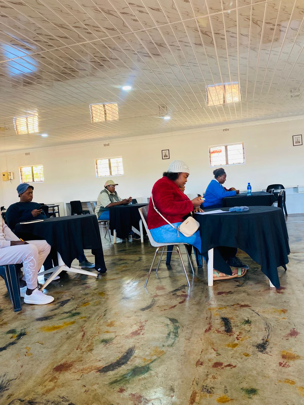 Participants working during a session at the centre