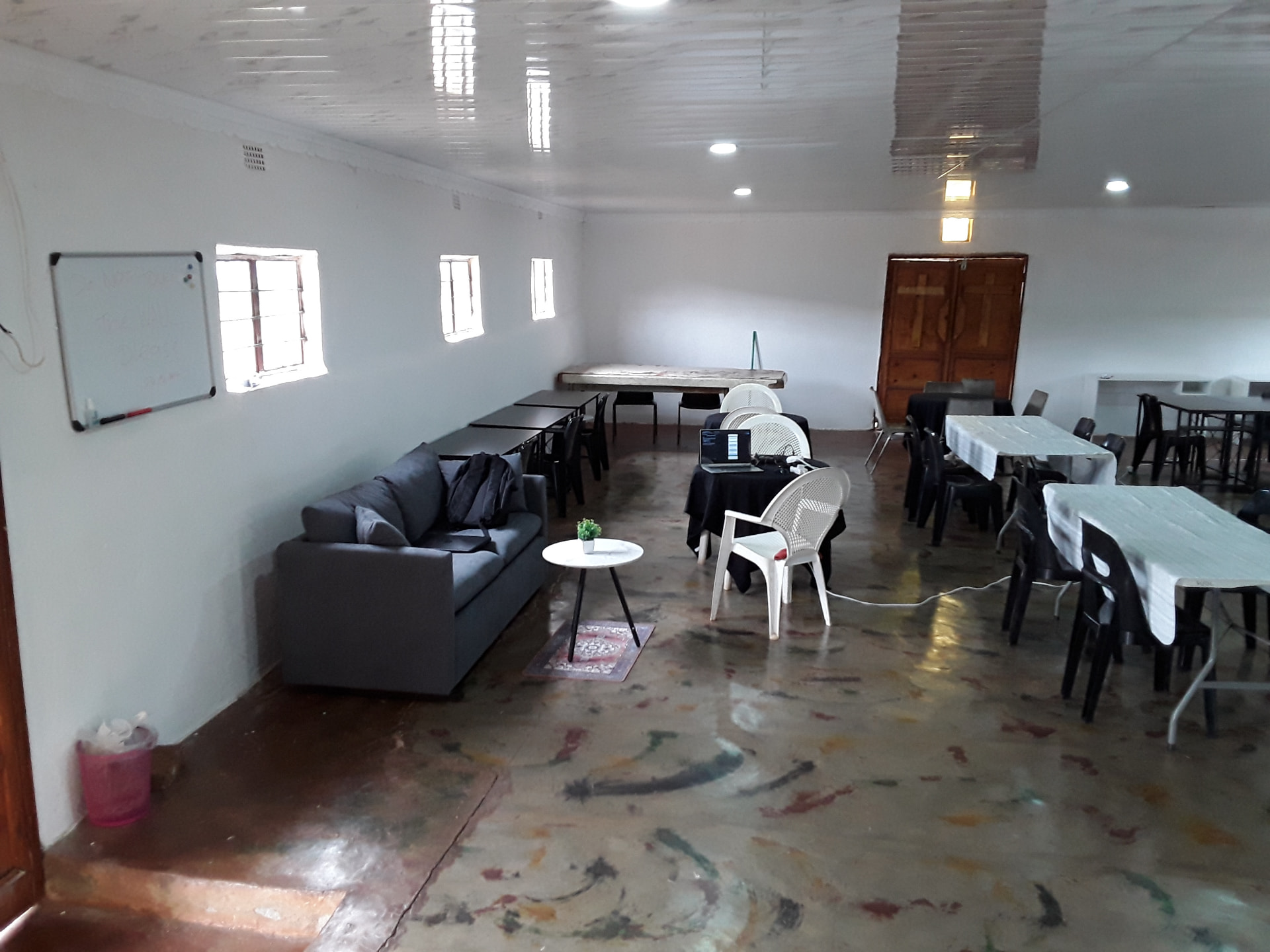 The main hall at IncHub Mpumalanga during fit-out
